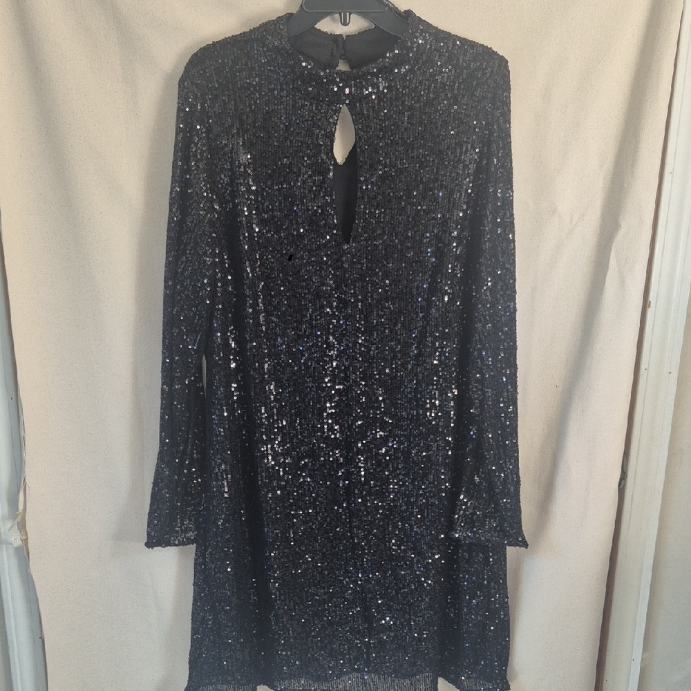 City Chic Black Sequin Long Sleeve Dress